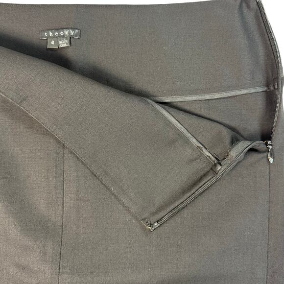 Theory Rokita Black Wool Blend Pencil Skirt Women’s 4 Side Zip Career - Picture 8 of 11